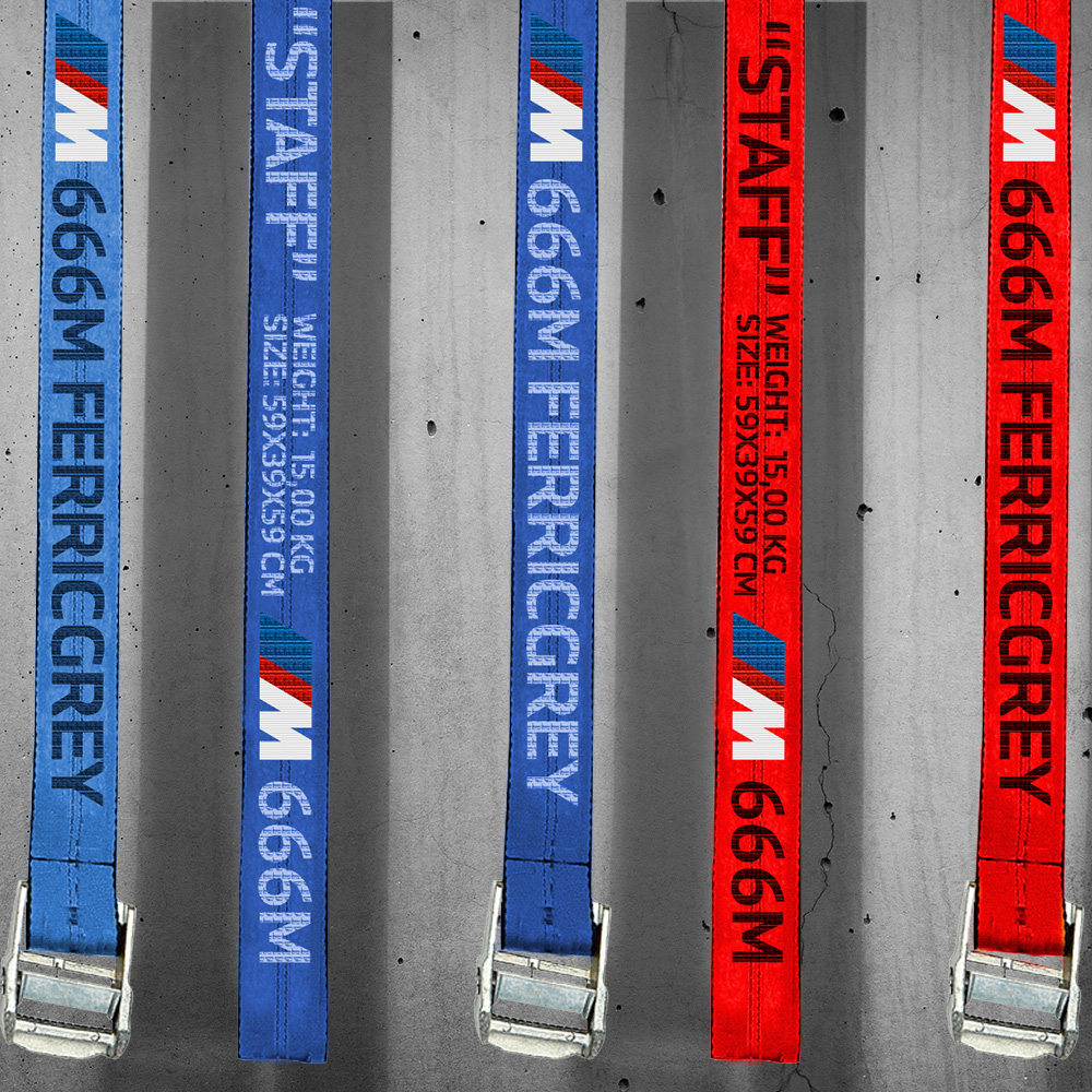 666M Ferric Grey industrial belts and staff lanyards close-up