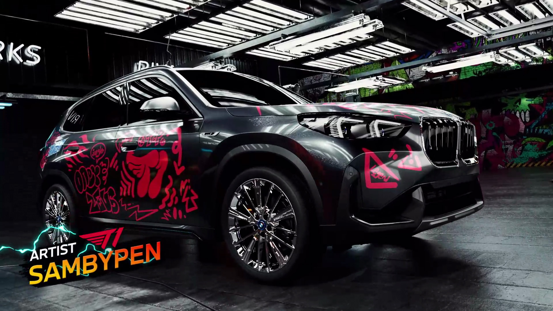 T1 team car design - grey BMW with red tiger artwork by Sambypen