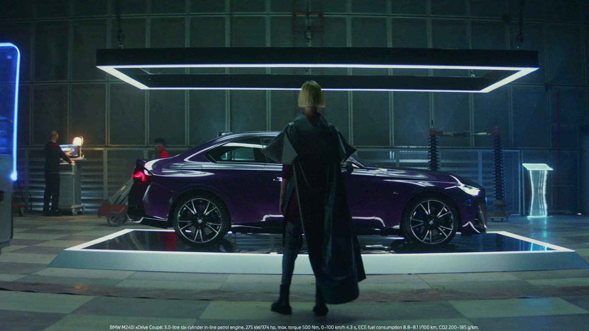 Lab scene with BMW scientist and M240i