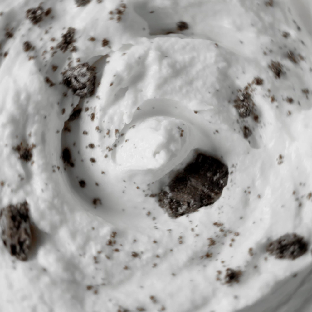 Thick Shake cream swirl macro shot